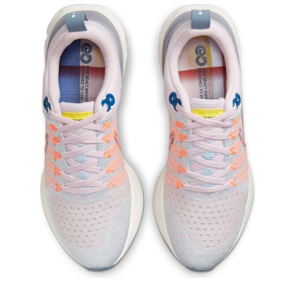 Nike React Infinity Run Flyknit 2 Premium Pink Foam Blue Tint Running Shoes - Picture 6 of 16